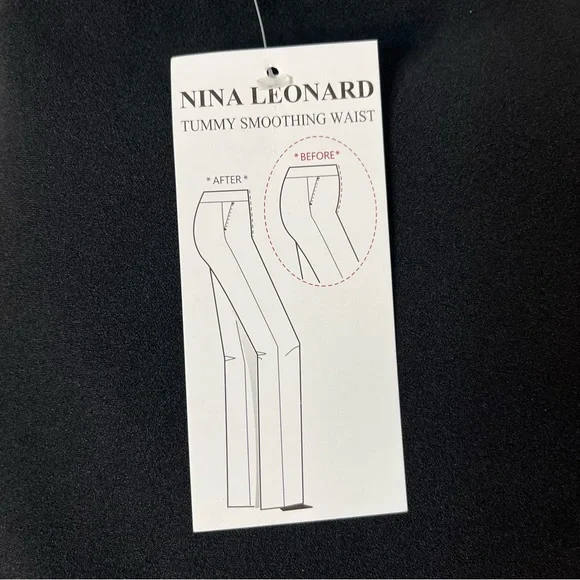 Nina Leonard Tummy Smoothing Pants Black White Pinstripe PETITE Size 3X New! - Picture 8 of 9